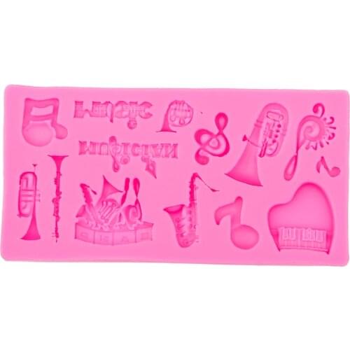 Musical Instruments note piano Saxophone fondant decoration silicone mold DIY Cake Decorating Tools Baking mould F0515
