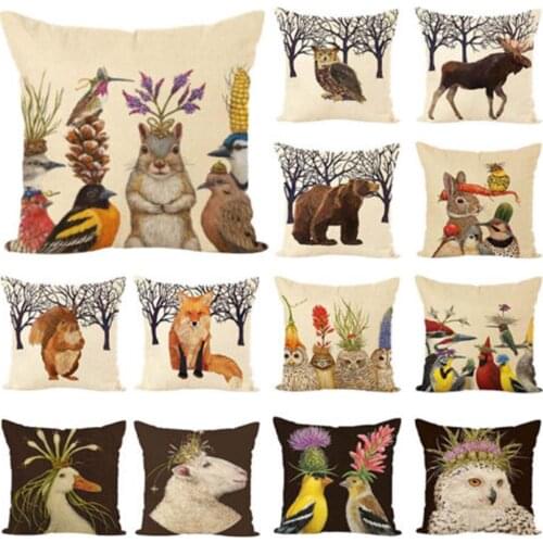 HOT SALES!!!New Arrival Linen Rabbit Duck Bird Owl Pillow Case Cushion Cover Sofa Bed Car Office Decor Wholesale Dropshipping