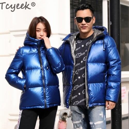 Tcyeek Plus Size Winter Coat Men Womens Jacket Hiver Fashion Short Goose Down Jacket Woman Hooded Fashion Winter Clothes K8890