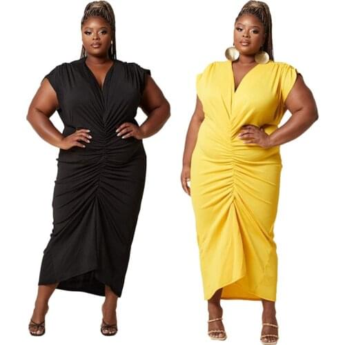 Dresses for Women 2021 Summer Ladies Clothes Wholesale Sleeveless High Waist Midi Dress Solid Plus Size Dress Dropshipping