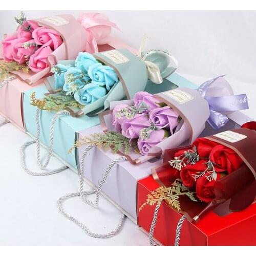 Birthday Valentines Mothers Day Wedding Anniversary gift box rose soap flower gift bag dry Artificial flower bouquet for gifts