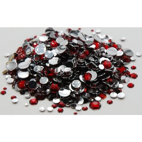 Apparel decoration Siam Color Mixed Sizes Stones 3D Acrylic Nail art Glue On rhinestone Non Hotfix Stones For DIY Nails Sticker