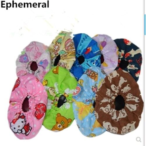 Unisex Adjustable Shoes Covers Printed Flower Washable Recyclable 10pairs For Student Slip-resistant Overshoes Indoor Elast Band