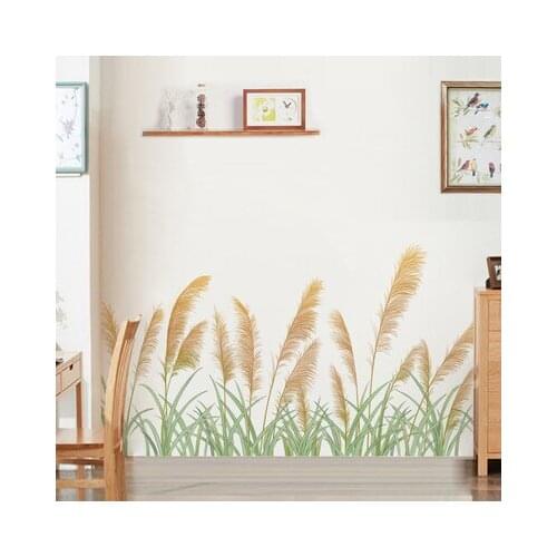 Reed Wall Stickers Self-adhesive Living Room Decoration Sofa Background Poster Plant Wall Decals House Decoration Wallpaper