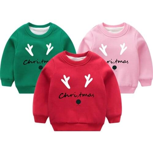 Christmas Baby Girls Jacket Winter Thick Warm Boys Hoodies Plus Cashmere Cotton Kids Sweater Casual Sweatshirt Children Clothing