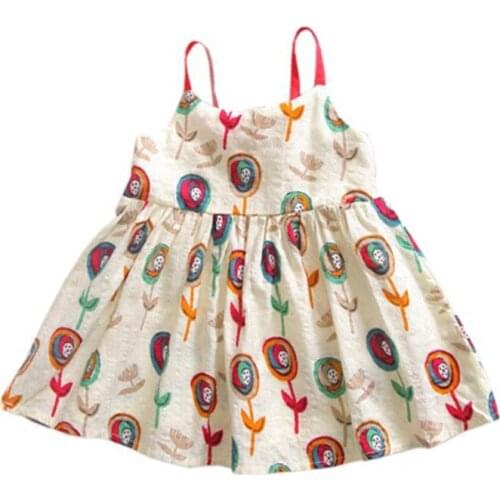 Kids Girl Sundress Baby Sling Dresses Toddler Girls Dress Baby Cotton Sleeveless printed Summer Children Clothes