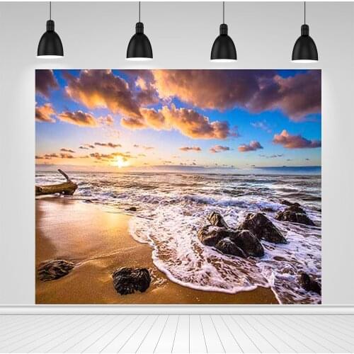 Scopiso Sea Beach Cloud Stones Sunshine Wave Professional Background Photobooth Photocall Photographic Backdrop for Photo Studio