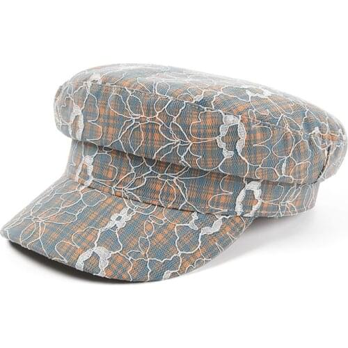 Fibonacci NEW Hats For Women Summer Military Cap Lace Octagonal Cap Flat Top Newsboy Hat High Quality Breathable Berets