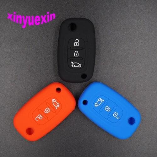 Xinyuexin Silicone Car Key Cover FOB Case For Renault Fluence Clio Scenic Megane Duster Sandero Captur Flip Remote Key Case
