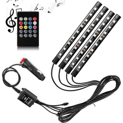 Car LED Strip Lights - 4pcs 9/12/18 5050 RGB LED Multicolor Music Car Interior Atmosphere Lights, USB LED Strip for Car TV Home