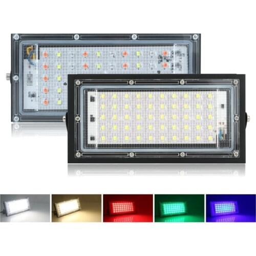 Led Flood Light 50W 220V Outdoor Floodlight IP65 Waterproof LED Street Lamp Cold/Warm White Red Green Blue RGB Spotlight