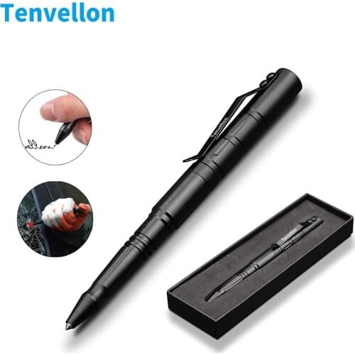 Tenvellon Self Defense Supplies Tactical Pen With Pen Box Tungsten Steel Security Protection Personal Defense Tool Defence EDC