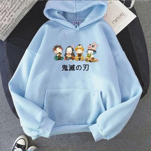 Kawaii Anime Cartoon Demon Slayer Printed Hoodies Men / Women Sweatshirts Pullover Long Sleeves Streetwear Casual Clothes