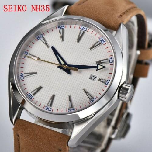 Japan NH35 Automatic Men Watch Sapphire Sterile Dial Luxury Top Brand Luminous Calendar Sport Clock Mechanical Male Wristwatch