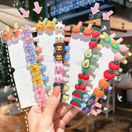 10pc/set Lovely Girls Hair Claws Cute Cartoon Pattern Women Hairpins Fashion Cortex Hair Clips Hair Accessories Ornament Suit