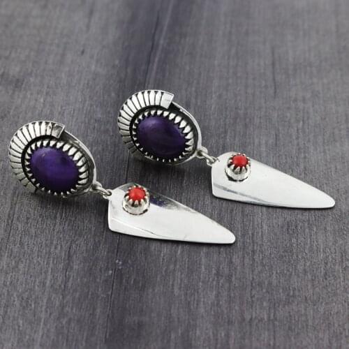 Bohemian Style Earrings For Women Purple And Orange Triangular Shield Pendant Earring Drops Trendy Beaded Resin Jewelry 04M797