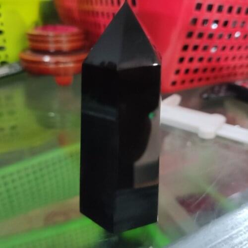 1PC Natural Rock Obsidian Hexagonal Column Crystal Point Mineral Ornament Healing Wand Home Decor DIY Gift Decoration