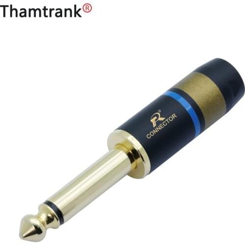 10pcs/1Pair 6.35mm Jack 1/4" 2 Pole Mono Male Plug Wire Connector High Quality Copper Gold Plated 6.35 Connector Microphone Plug