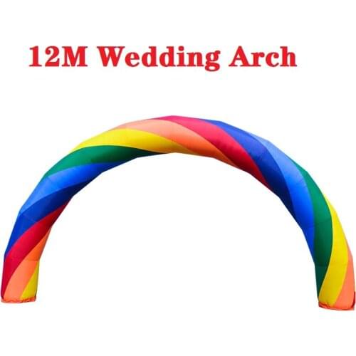 12m Rainbow Inflatable Wedding Arch Colorful Events Party Supply Outdoor Exhibition Decoration Opening Ceremony Advertising Tool