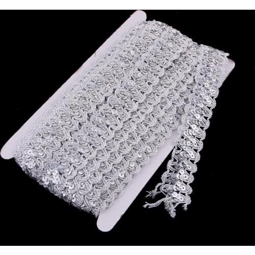 13m/Roll Silver/Gold 30mm Sequin Braid Trim Embellishments for DIY Crafts Supplies, Clothes Sewing Decor, Arts Crafts