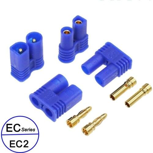 2Set/lot AMASS EC2-Female+ Male lithium battery 2mm anti-reverse plug 2pin Polarised Connector