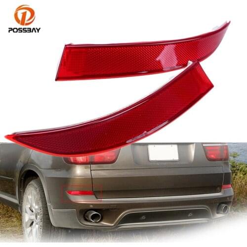 POSSBAY 2Pcs Car Rear Bumper Reflector Strip Red Lens Warning Light Without Bulbs Tail Lamp Trim for BMW X5 E70 LCI 2011-2013