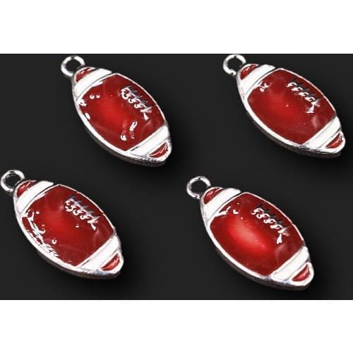 8pcs Handmade Enamel American Football (Rugby) Pendant DIY Charm Necklace Bracelet Sports Jewelry Crafts Making 23*11mm P768