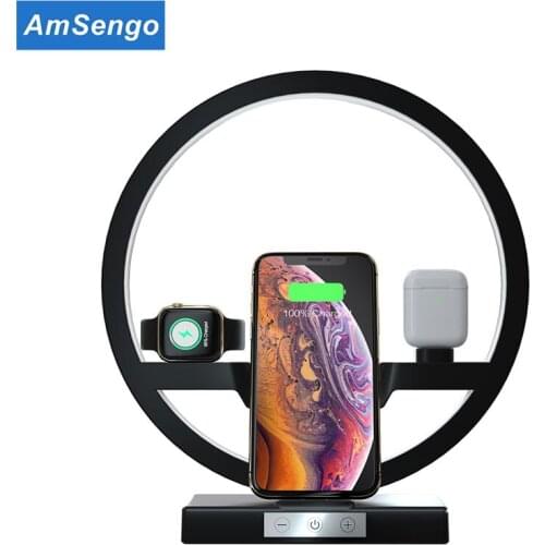 Amsengo 30W 3 in 1 Wireless Charger With Light Lamp Qi Fast Charging Dock For iPhone 12 Pro for Apple Watch Airpods Pro Chargers