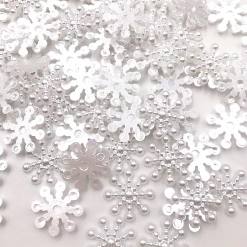 100pcs 14MM White color Pearl Resin Snowflake Flatbacks Embellishments DIY Phone Christmas Decorations Scrapbooking Crafts