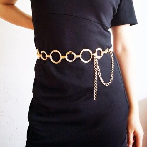 Summer OL Sexy Gold color Round Hoop Waist Chain Beach Jewelry Belly Body Chains Waist Link Chains For Women
