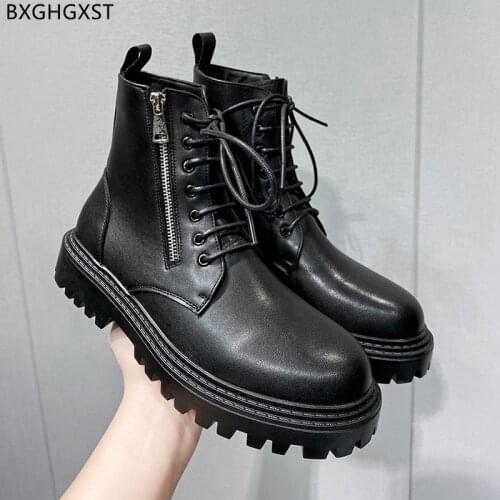 Black Leather Boots Men Luxury Brand Shoes Martin Boots for Men Male Ankle Boots for Man 2021 Man Casual Shoes Chaussure Homme