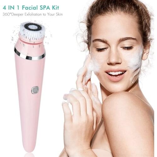 Electric 4in1 Face Cleansing Brush Sonic Blackhead Exfoliating Silicone Face Cleaner Skin Tightening Massage Home SPA Skin Care
