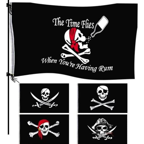 In Stock 90x150cm One Piece Pirate Flag/ Skull Flag Hanging With Grommet NO Pole Jolly Roger Halloween Banner Home Garden Decor