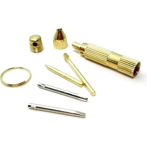 H607 outdoor mountaineering camping Brass four and mini tools A word cross earwax spoon portable multifunctional 10 pieces/packa