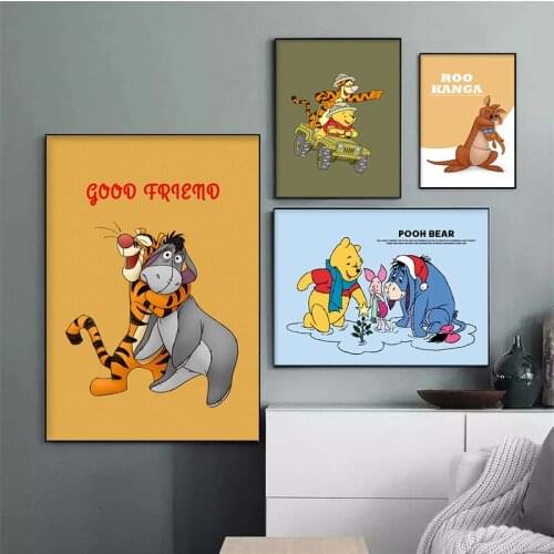 Disney Cartoon Anime Canvas Painting Cute Winnie The Pooh Posters and Prints Wall Art Pictures for Living Home Room Decoration