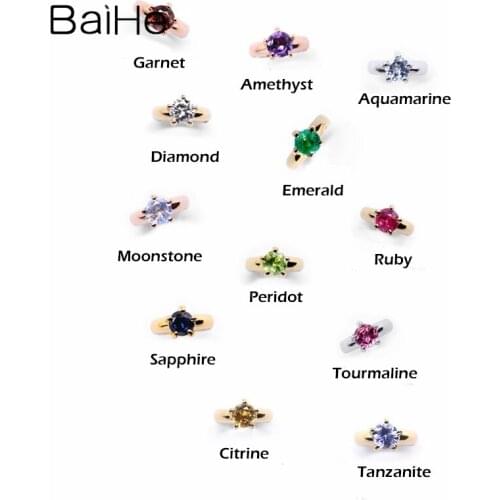 BAIHE Solid 18K Rose Gold 0.10ct Round cut Natural Garnet Fine Jewelry Wedding Women Trendy Exquisite small ring gem pendant