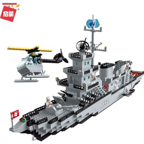 910PCS Enlightenment Assembled Building Blocks 112 Cruiser Aircraft Carrier Boy Military Assembly Model Toy Gift