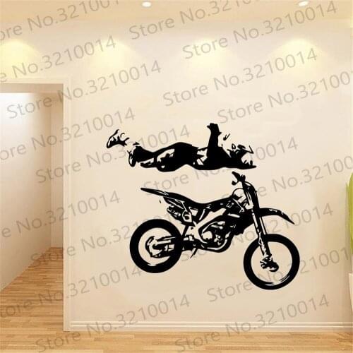 Cool Sports Motorcycle Wall Art Decal Removable Wall Stickers Mural for Home Decor Bedroom DIY Waterproof Home Decoration PW551