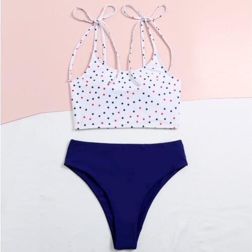 Star Print Bikinis Swimsuit Women Push Up Swimwear High Waist Bathing Suit Biquini Brazilian Bikini 2021 Beachwear Zwempak #T3G