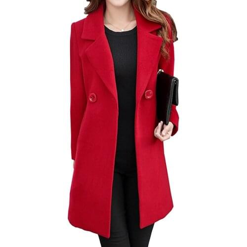 Winter Slim Elegant Large size Women Woolen Jacket 2019 New Casual Medium long Solid color Long sleeve Women Woolen Jacket M-4XL