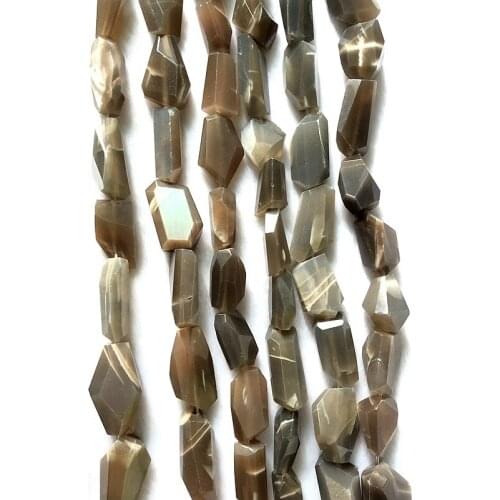 Genuine Gray Moonstone Faceted Nugge Beads 12-20mm Gray Sunstone Feldspar Gem Stone Beads Cutting,1 of 15"strand