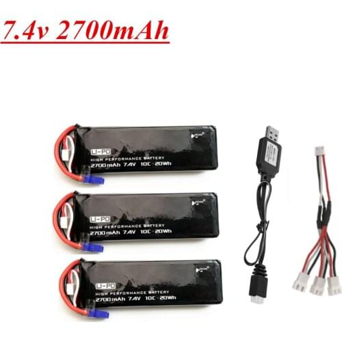 Original H501S Battery 7.4V 2700mAh 10C For H501S H501C X4 RC Quadcopter Parts 2s 7.4v lipo battery and Charger Set