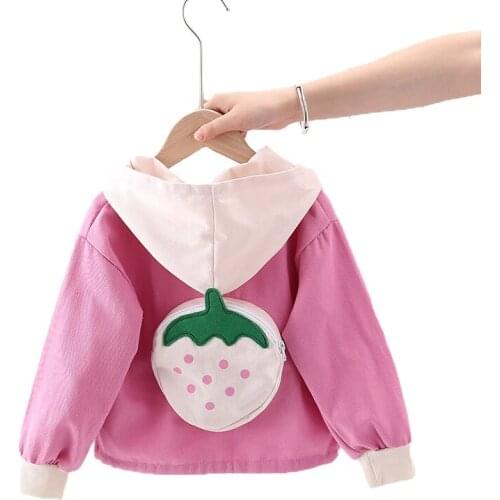 Girls Coats Autumn Totoro Strawberry Hoodies Jacket For Girls Autumn Kids Sweatshirt Baby Kids Windbreaker Children Outerwear