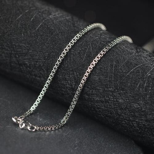 Real silver items S925 pure silver ornaments Thai silver Fashion ms 2.0 mm hollow double box chain necklace