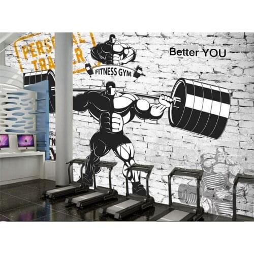 Custom 3d photo wallpaper 3d murals wallpaper mural Nostalgic retro sports fitness club weightlifting background wall home decor