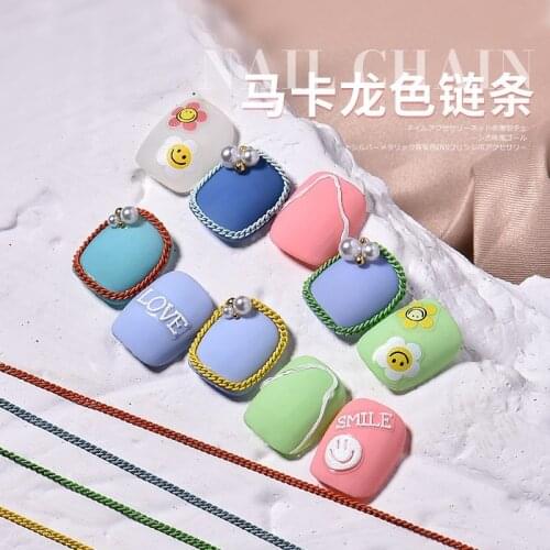 Nail supplies New nail art accessories Macaron two-tone net red new gold and silver chain metal color pearl