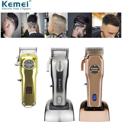 Kemei Professional Hair Clipper Cordless Rechargeable Electric Clipper LCD Display Mens Trimmer Precision Electric Hair Clipper