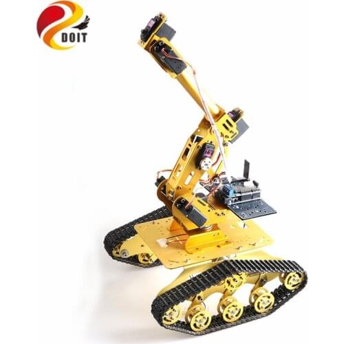 TS300 RC Tank Chassis with 7 DOF Robot Arm for Arduino DIY Educational Project