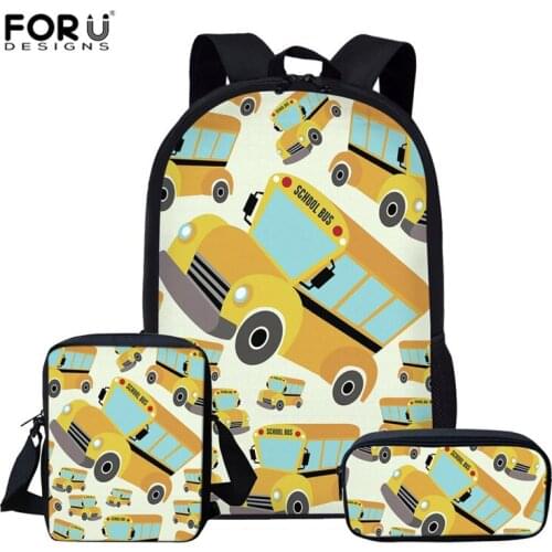 FORUDESIGNS School Backpacks School Bags for Girls School Bus Print Children Backpack Kids Backpack Kids Bag Mochila Escolar