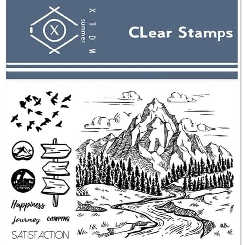 11*16CM Mountains rivers Transparent Clear Stamps / Silicone Seals Roller Stamp for DIY scrapbooking photo album/Card Making